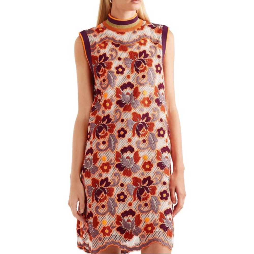 Burberry Orange and Purple Floral Midi Dress